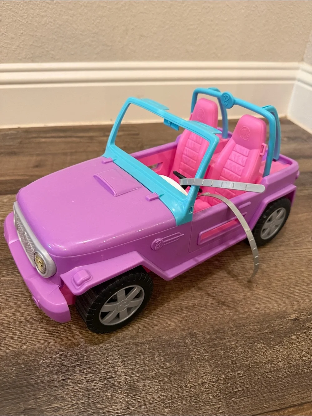 Barbie Purple & Pink Convertible Jeep Toy with Blue Windshield